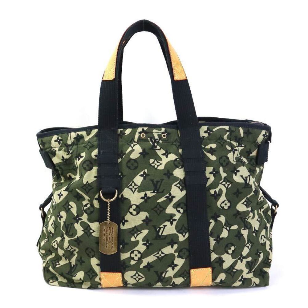 Louis Vuitton Tote Monogramouflage Takashi Canvas Shoulder Bag Khaki Green
